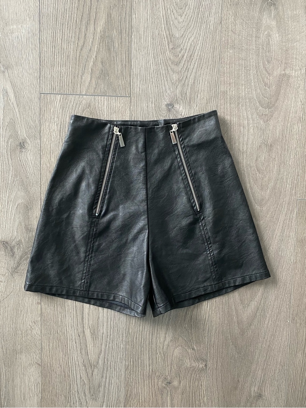 Rinascimento faux leather high rise shorts